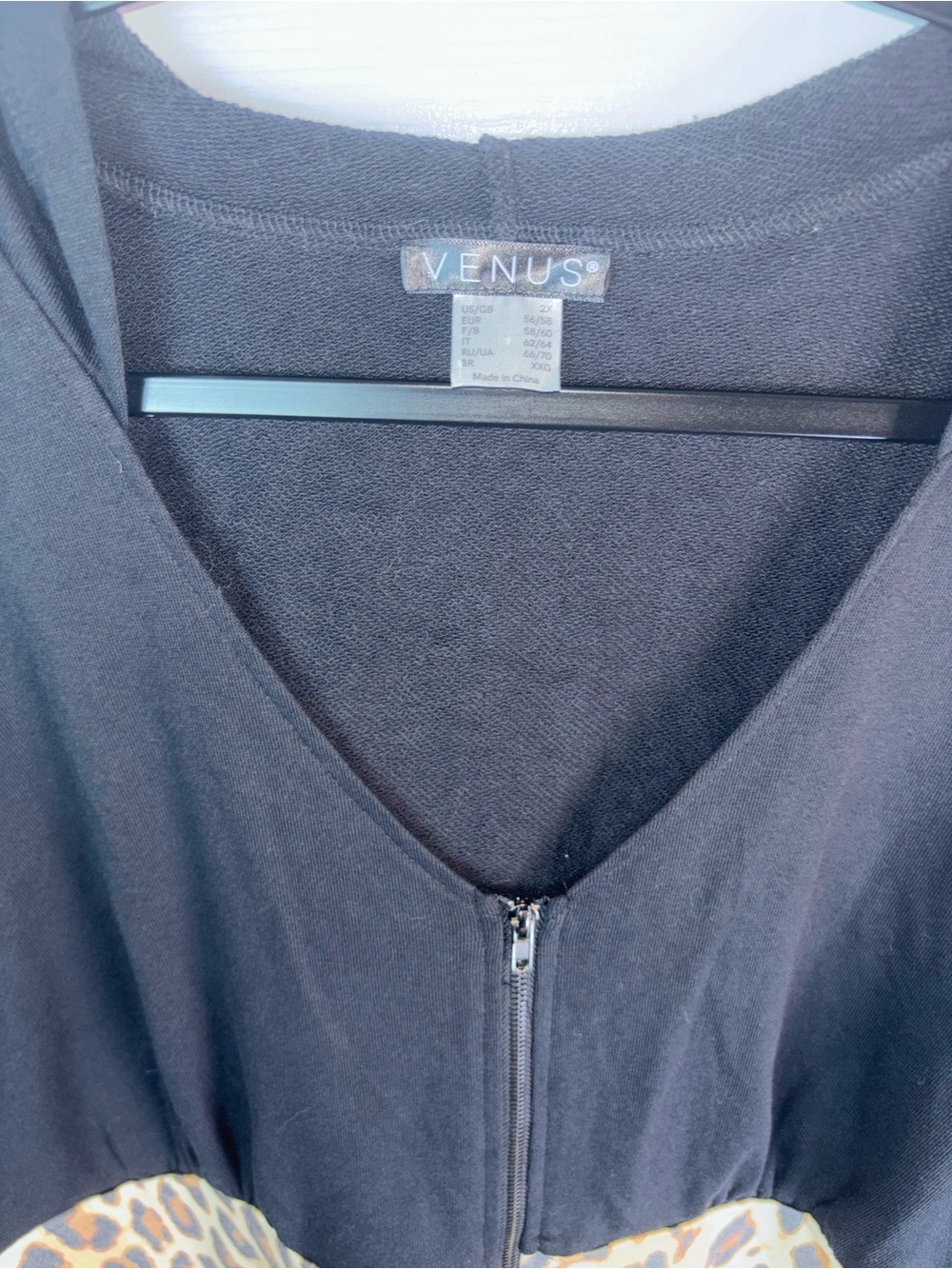 Venus Black Zip Front Tank with Leopard Waist Panel - Picture 3 of 5